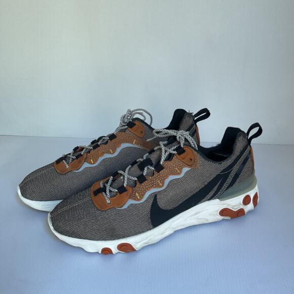 Nike React Element 55 Brown Orange Black Sneakers Men’s Size 11 - Picture 2 of 9